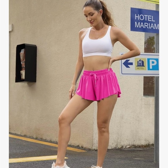 Nexsonic Hot Pink Running Butterfly 2-in-1 Double Layer Quick-Drying Shorts - M - Picture 8 of 10